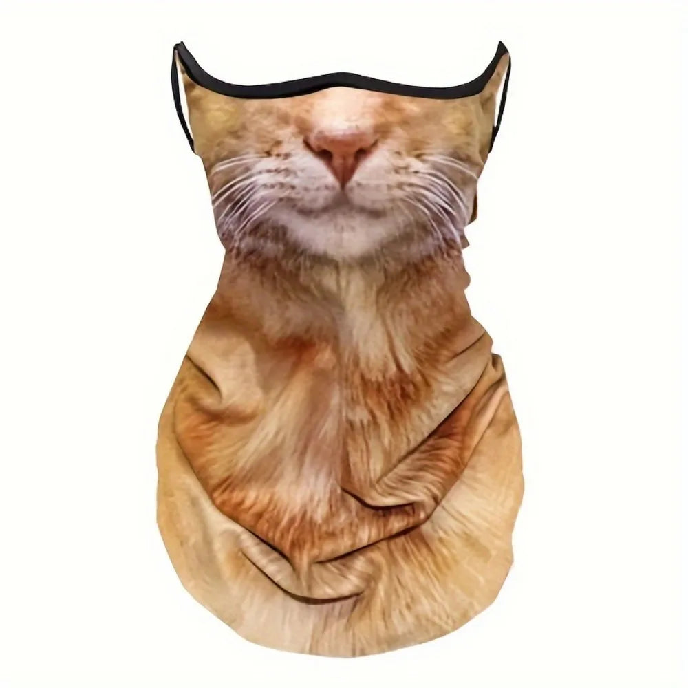3D Animal Cat Design Summer Full Face Neck Protector Sun Shield Breathable Quick Dry Polyester Helmet Liner for Outdoor Cycli