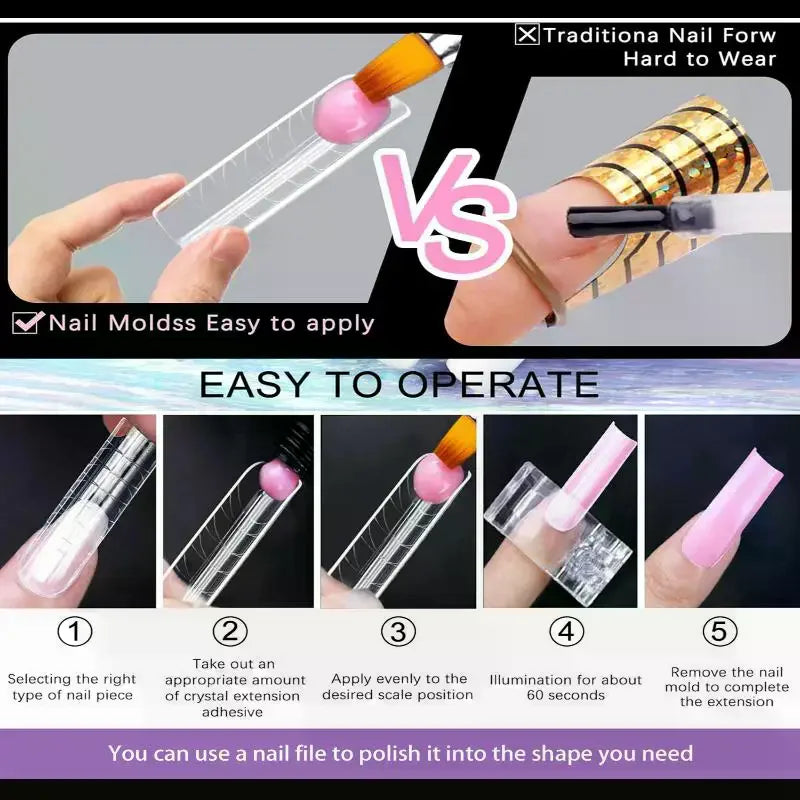 140pcs/box Nail Forms Set Colorful Full Nail Forms Top Molds Tips For Nails Gel Extension Forms Fake Building Mold Tools