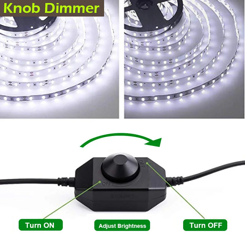 Touch / Knob / Button Switch Dimmer Brightness Adjust for 3528 5050 COB LED Strip Light DC 12V 24V USB 5V Stepless Dimming