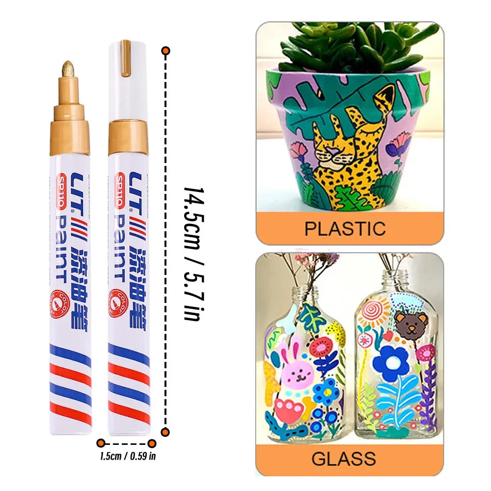 3mm 10p Colorful 8 Colors Permanent Paint Marker Waterproof White Markers tire tread rubber fabric Paint metal Paint Marker P