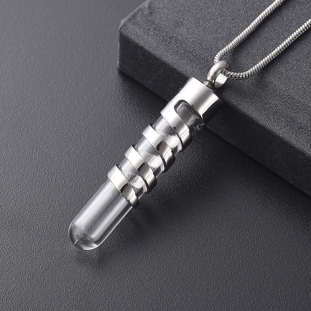 Clear Glass Tube Cremation Urn Jewelry Ashes Holder Necklace Keepsake Memorial Pendant Stainless Steel Cremation Jewelry