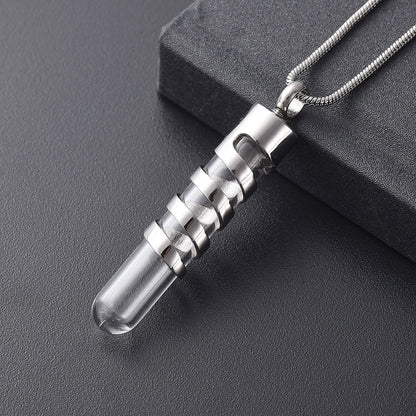 Clear Glass Tube Cremation Urn Jewelry Ashes Holder Necklace Keepsake Memorial Pendant Stainless Steel Cremation Jewelry