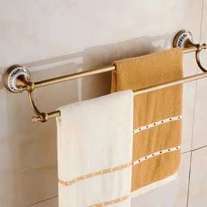 Antique Brushed Solid Brass Bathroom Accessories Sets European Porcelain Bathroom Hardware Sets Ceramic Retro Bathroom Produc