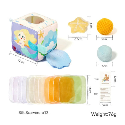 Montessori Cloths Toys Magic Cotton Animal Tissue Box Kids Finger Exercise Cloth Busy Box Toys Baby Educational Activity Sens