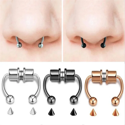 Magnetic Horseshoe Nose Rings, 316L Stainless Steel, Faux Septum Rings, Fake Piercing, Clip on, Hoop Rings, Gift for Women, G