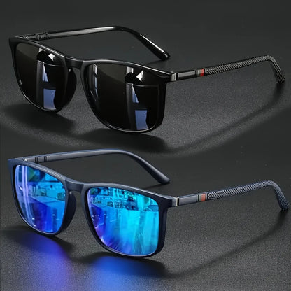 2/3pcs Luxury Square Vintage Cycling Sunglasses Men Women Fashion Travel Driving Fishing Sun Glasses Male Eyewear UV400 - Blu