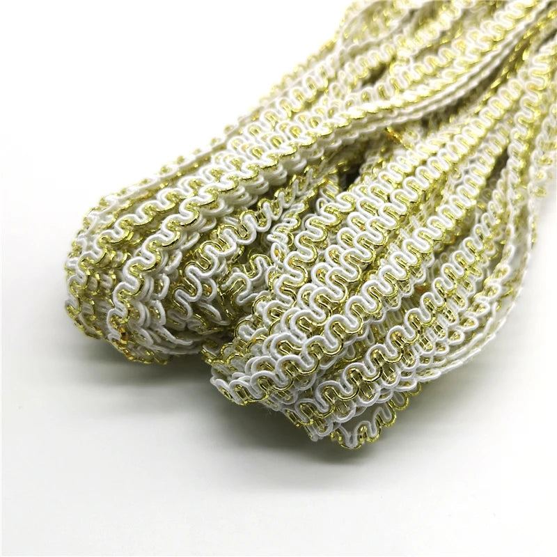 Lace Ribbon, 5 Yards Gold Silver Wave Lace Ribbon, Handmade Costume Trim, Wedding Party Accessories, Stage Performance Décor 