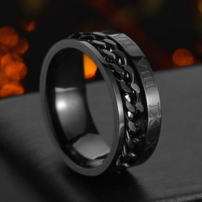 Cool Stainless Steel Rotatable Men Ring Spinner Chain Punk Women Jewelry for Party Gift