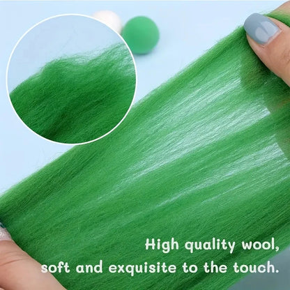 Needle Felting Wool Fibre Wool Roving for DIY Craft Materials, Needle Felt Roving Fabric Felt Craft Toys Handmade Felting Cra