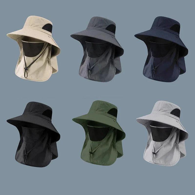 Wide Brim Outdoor Sun Hat Breathable Full Face Sun Shield Cap Anti Uv Fishing Travel Sports Sunshade Hat For Daily Outdoor Us