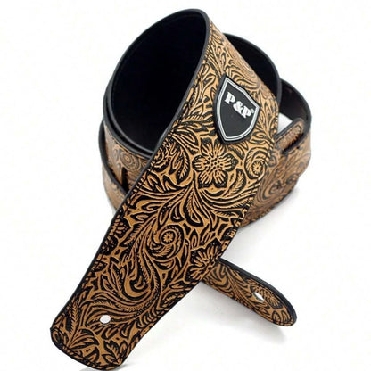 Guitar Strap Vintage 2.5 Inch Adjustable Soft Embroidered Belt Classical Bass Music Hobby Guitar Accessories