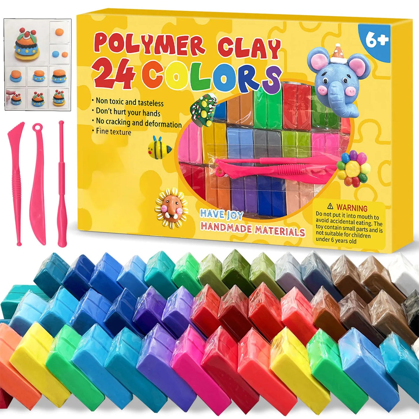 Colors Polymer Clay Blocks With Tools Kit Molding Craft Oven Bake Beginer Kids Diy Earrings Dolls Jewerly Accessories - 24COL
