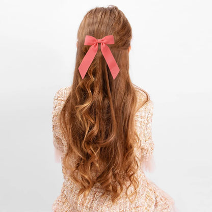 1PC Solid Color Ribbon Pigtail Hair Bows Elastic Hair Bands Holders Ties Hair Accessories for Baby Girls Infants Toddler