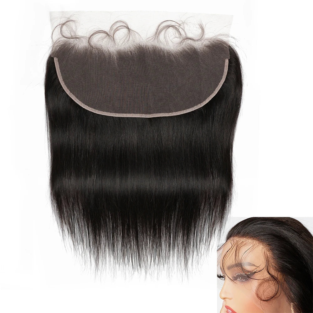13x4 Lace Frontal Remy Brazilian Human Hair Pre-plucked 13*4 Transparent Lace 10 to 20 Inches Straight Frontals With Baby Hai