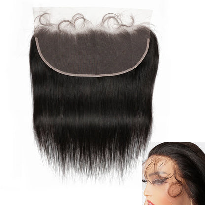13x4 Lace Frontal Remy Brazilian Human Hair Pre-plucked 13*4 Transparent Lace 10 to 20 Inches Straight Frontals With Baby Hai