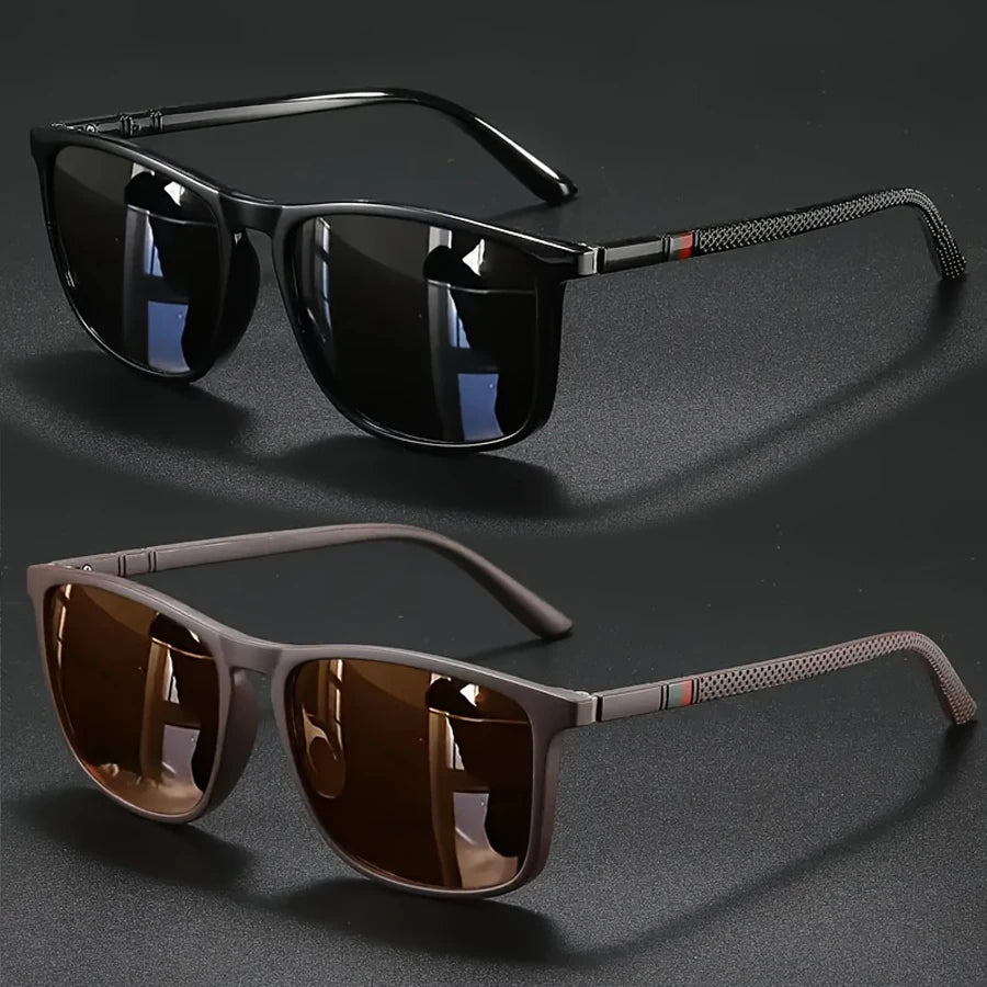 2/3pcs Luxury Square Vintage Cycling Sunglasses Men Women Fashion Travel Driving Fishing Sun Glasses Male Eyewear UV400 - Bro