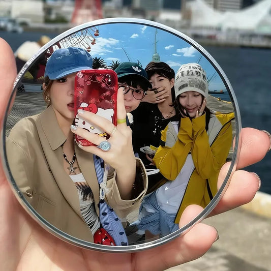7.5cm/9.5cm Mini Round Mirror Travel Selfie Mirrors Portable Convex Wide-angle Spherical Mirror for IPhone Samsung Vlogging
