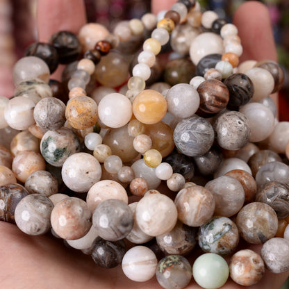 Natural Stone Beads Lava Jaspers Tiger Eye Quartz Agates Round Loose Beads for Jewelry Making DIY Bracelet Accessories 4-12MM