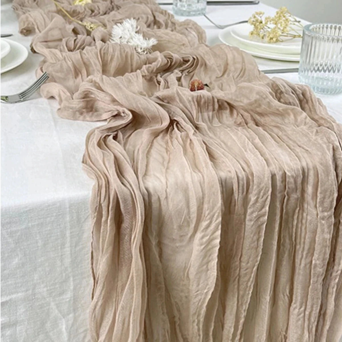 Semi-Sheer Gauze Table Runner Sage Cheesecloth Table Setting Dining Vintage Wedding Party Christmas Banquets Arches Cake Deco