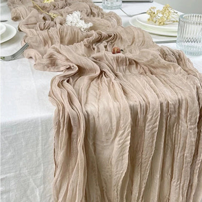 Semi-Sheer Gauze Table Runner Sage Cheesecloth Table Setting Dining Vintage Wedding Party Christmas Banquets Arches Cake Deco