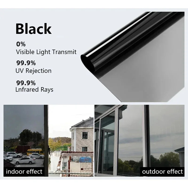 One Way Window Privacy Tint Film Anti Look Vinyl Mirror Self-adhesive Film Sun Blocking Anti UV Static Cling Stickers Home De