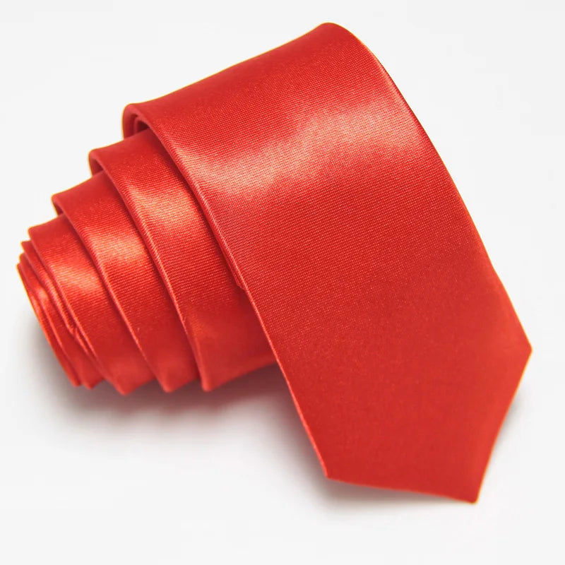 Fashion 5CM Skinny Slim Narrow Ties for man Solid Color Black Red Blue Patterns Necktie For mens Neck Tie Neckwear - Red