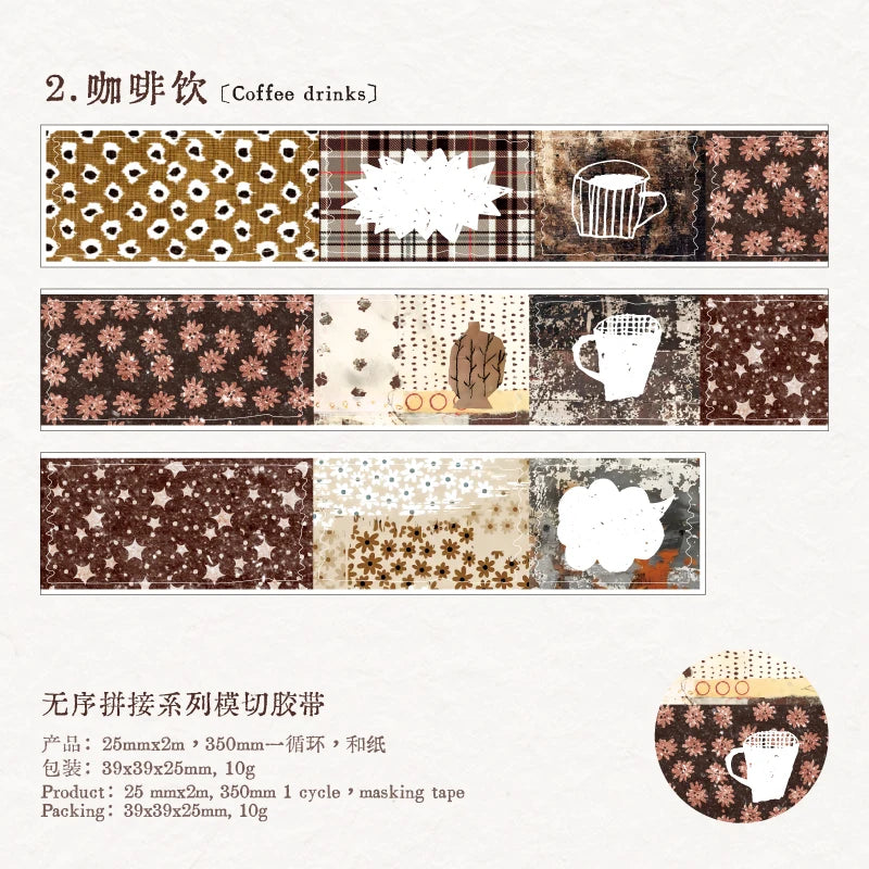 Journal GO 2.5x200cm Random Splicing Tape Sticker for Planner Collage Junk Journal diy Masking Tape Scrapbooking Decor Sticke