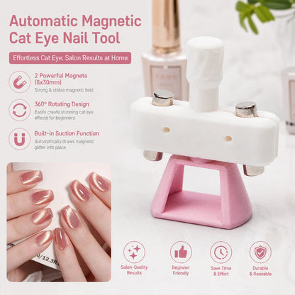 Automatic Glass Bead Cat-Eye Nail Art Tool for Beginners, No Skills Required, Includes 8*30mm Magnets.