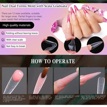 140pcs/box Nail Forms Set Colorful Full Nail Forms Top Molds Tips For Nails Gel Extension Forms Fake Building Mold Tools