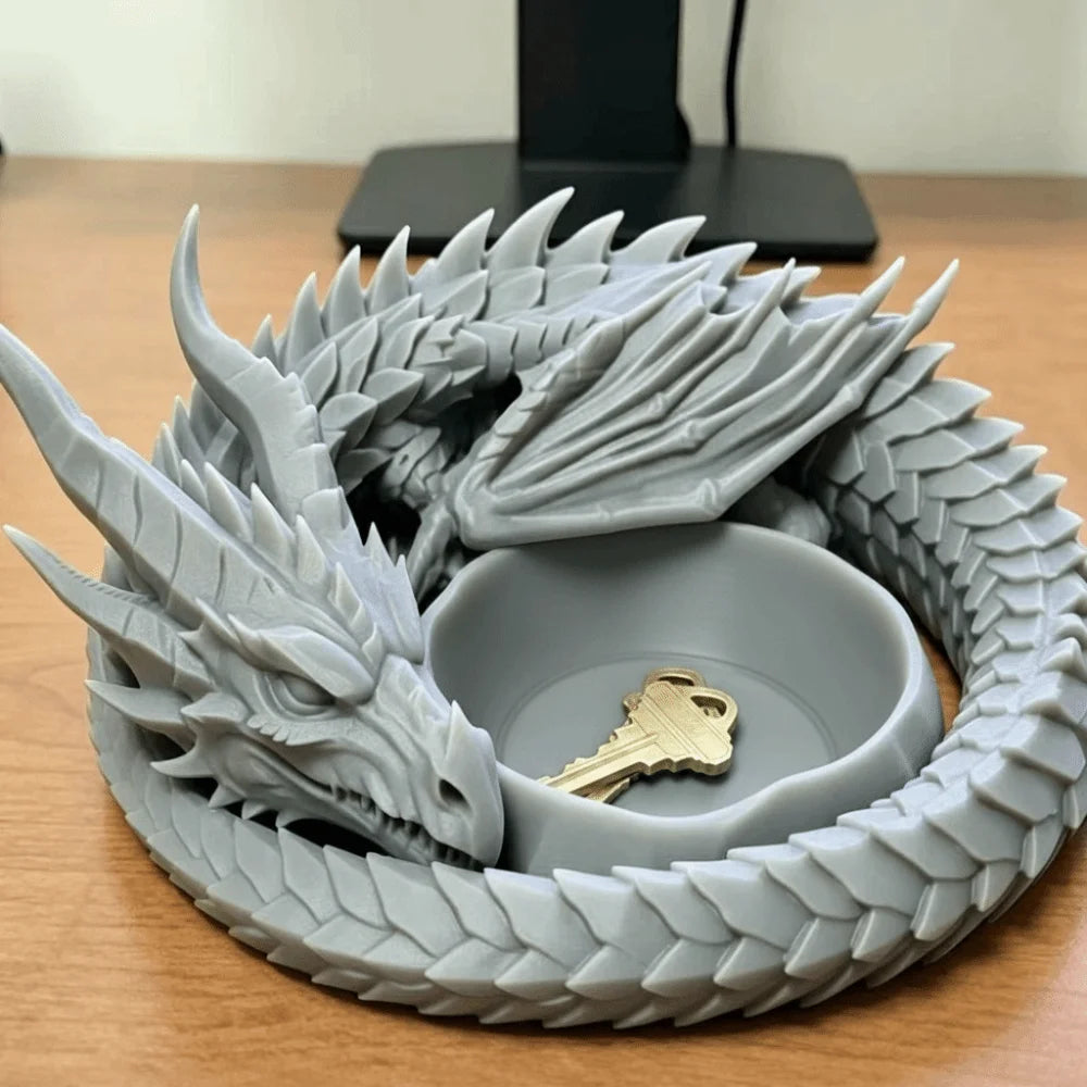 Creative Gothic 3D Printing Dragon Tray Decorative Plastic Ring Display Plate Dark Style Desktop Organizer Entryway Decor - G