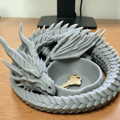 Creative Gothic 3D Printing Dragon Tray Decorative Plastic Ring Display Plate Dark Style Desktop Organizer Entryway Decor - G