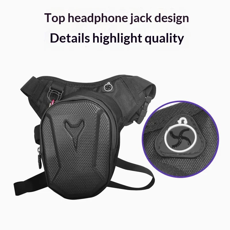 HOMEFISH 1PC Black Motorcycle Leg Bag Waterproof Rider Waist Bag Cycling Bike Crossbody Bag Motorcycle Equipment