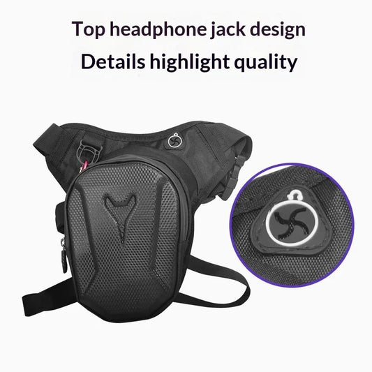 HOMEFISH 1PC Black Motorcycle Leg Bag Waterproof Rider Waist Bag Cycling Bike Crossbody Bag Motorcycle Equipment