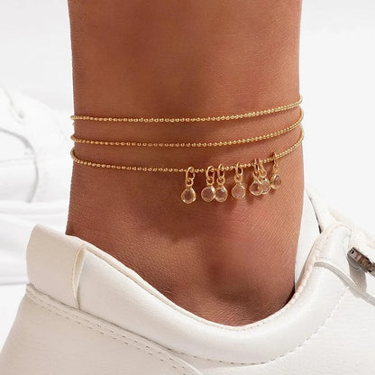 Boho Anklet Foot Colorful Beads Chain Summer Bracelet Heart Pendant Charm Anklet Sandals Barefoot Beach Foot Bridal Jewelry J
