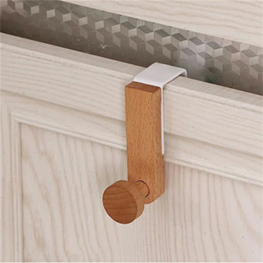 Kitchen Cabinet Hook Towels Clothes Coat Bathroom Accesories Storage Hanger Door Back Hanging Holder Iron Wooden Rack Organiz