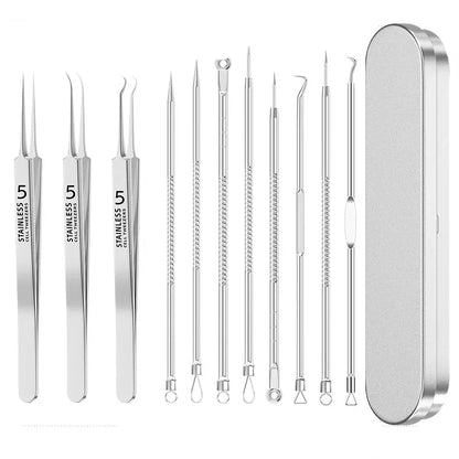4-11Pcs Ingrown Hair Tweezers Acne Blackhead Removal Needles Black Dots Cleaner Deep Cleansing Pore Cleaner Face Skin Care To