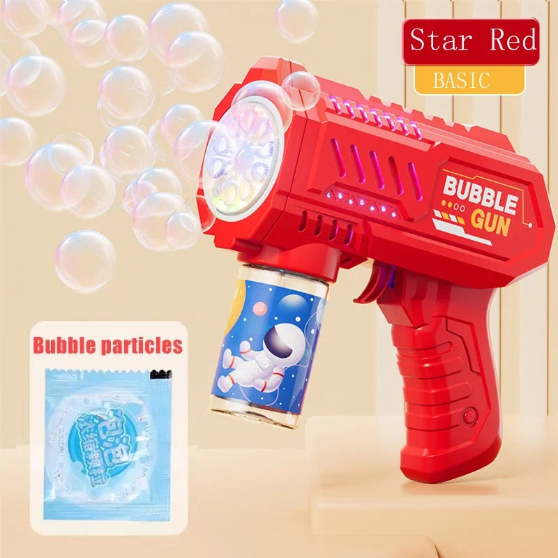 6-hole Dinosaur Bubble Machine Electric Bubble Gun with Light Fully Automatic Bubble Gun Automatic Soap Blower Outdoor Game T