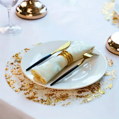 10-Pack Metallic Gold Round Table Mats - Heat-Resistant Placemats for Dining, Tea Time & Special Occasions, Elegant Table
