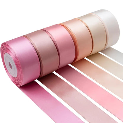 6 Rolls 150yards Assorted Solid Color Silk Ribbon Satin Satin For Wedding Invitation Bouquets Birthday Party DIY Gift Packagi