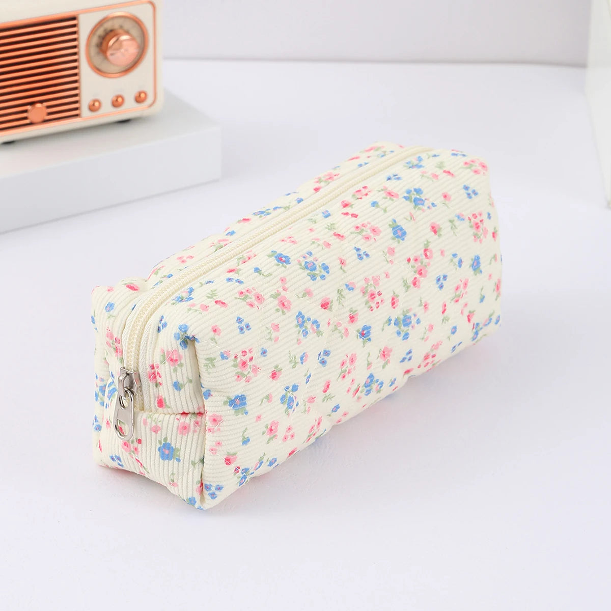 1 pc Beautiful bowknot single-layer pencil case, floral pattern design storage bag, a must-have for back to school season