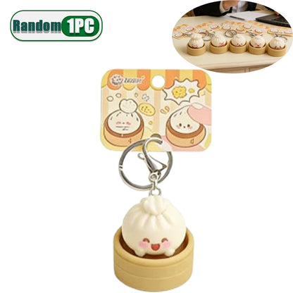 1-8PCS Cute Steamed Bun Squeeze Keychain Realistic Dimsum Design Soft Slow Rebound Decompression Fidget Stress Relief Toy - R