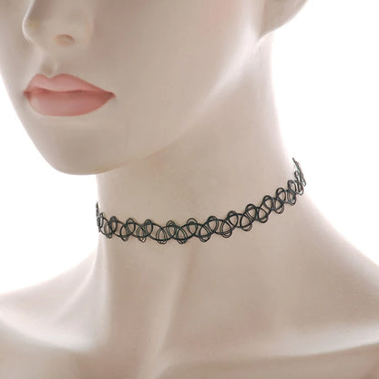 12pcs/lot Vintage Hippy Stretch Tattoo Choker Necklace Elastic Chocker Necklace Fishing Line Tattoo Colorful Necklace