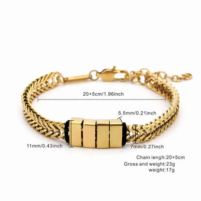 MaiLun 1pc Blank Stainless Steel Men Bracelet Engravable Beaded Men Bracelet Jewelry Gift for Father's Day