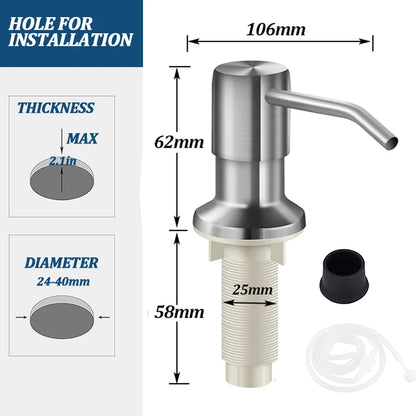 Stainless Steel Soap Dispenser Extension Tube Kit Kitchen Sink Liquid Soap Dispenser Bathroom Lotion Detergent Hand Press Pum