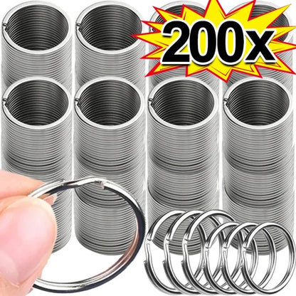 20/200pcs Stainless Steel Key Ring Key Chain 25mm Round Flat Round Split Keychain Polished Metal Blank Circle For DIY Finding
