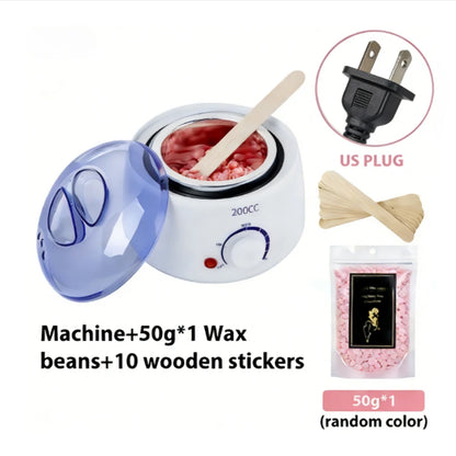 200CC Wax Heater Warmer Hair Removal Machine For Hand Foot Body SPA Epilator Paraffin Wax Pot +Wax Beans + Wood Sticks