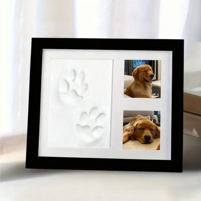 1pcs DIY Pet Paw Print Memorial Set - Clay Mold & Photo Frame, Souvenir Kit for Dogs & Cats, Perfect Pet Memorial Gift - Blac