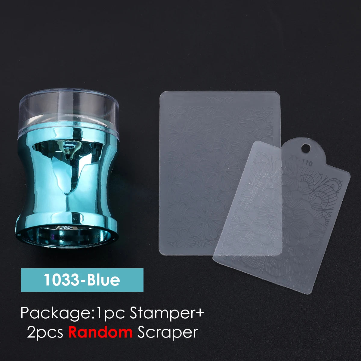 1pc Transparent Silicone Nail Art Stamping Kit French Design For Manicure Plate Stamp Polish Seal Two Side Stamper Scraper To