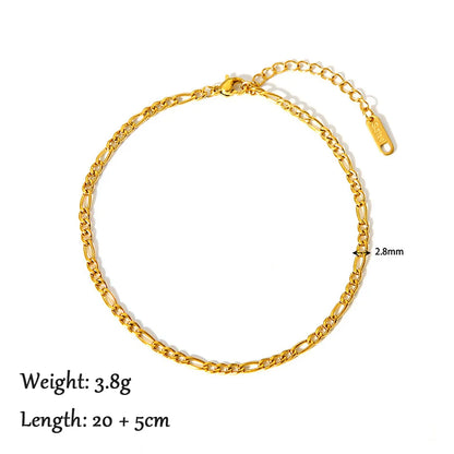 2024 Summer New Gold Color Anklets For Women Stainless Steel Firga Chain Feet Jewelry Layered Link Chain Accessory - Anklet 3