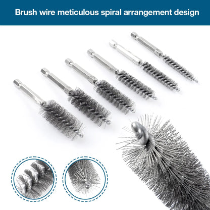 6/12Pcs Stainless Steel Wire Brush,Drilling Cleaning Brush Set, 1/4 Inch Hexagonal Handle, Grinding Polishing Rust Removal To